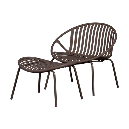 WOOOD loungestoel met hocker Bruce - Polypropeen/Metaal - Paars/Bruin - 73x81x72