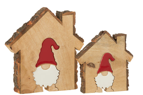 J-Line decoratie Kerstman In Huis - hout - mix - large - vtwonen shop