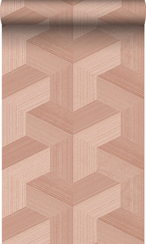 Origin Wallcoverings behang grafisch 3D motief terracotta roze - 53 cm x 10.05 m - 347950 - vtwonen shop