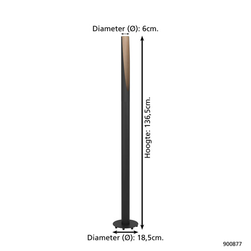 EGLO vloerlamp Barbotto - gu10 - 136,5 cm - zwart/bruin - staal - vtwonen shop