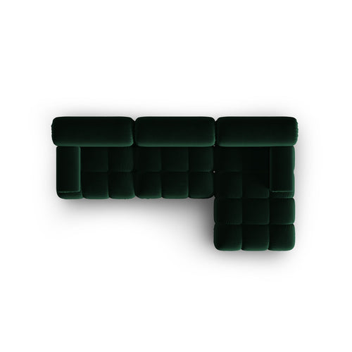 Cosmopolitan Design - Modulaire hoekbank rechts Cortina 4-zits, flueel flessengroen - 155x282x70cm