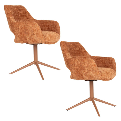Housecraft Living Merel Eetkamerstoelen Armleuning Oranje - Set van 2