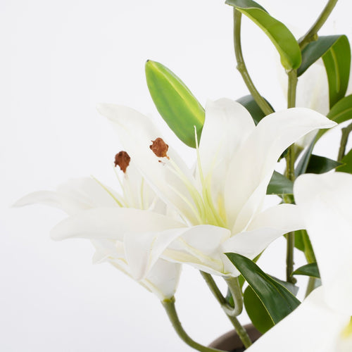 Mica Decorations Tijgerlelie Kunstplant in Bloempot Stan - H47 x Ø45 cm - Wit