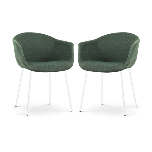 Nolon Nora-Otis Eetkamerstoelen Set van 2 - Donkergroen - Witte Poten - vtwonen shop