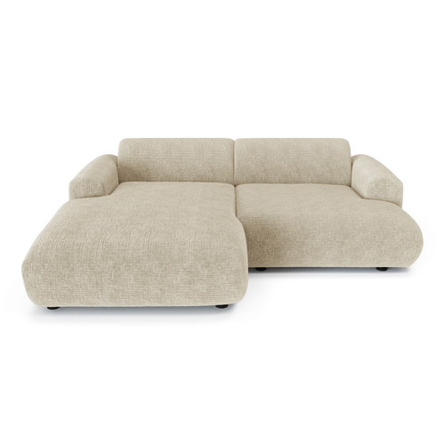 Sia Home - Linkerhoekbank MYRA - fluweel met motieven crème 266cm