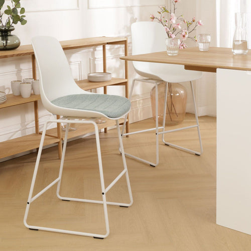 Nolon Nino-Liv Barkruk Wit - Zacht Groen Kussen - Wit Frame - 65 cm - vtwonen shop