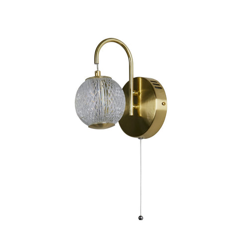 Searchlight Allure Wandlamp Satijn Messing Metaal & Helder Acryl
