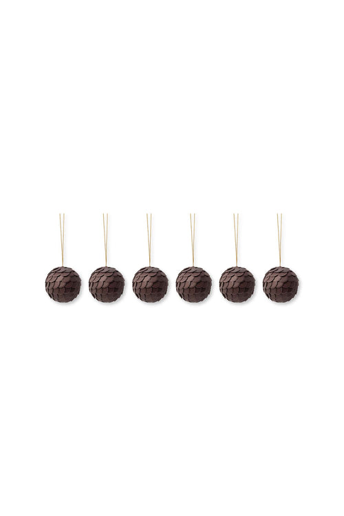 vtwonen - Kerstballen - Papier - Donkerbruin - 12 cm - Set van 2