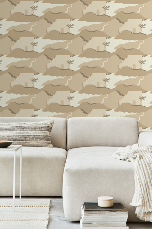 ESTAhome behang mediterrane huisjes beige - 50 x 900 cm - 139624 - vtwonen shop