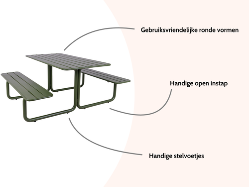 MaximaVida metalen picknicktafel Max olijfgroen - 150 cm - vtwonen shop