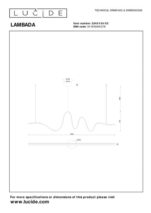 Lucide hanglamp LAMBADA - Geïntegreerde LED - Mat Goud / Messing - vtwonen shop
