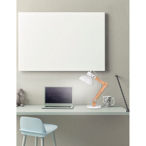 Merano Kingston Bureaulamp Wit Metaal, Natuurlijk Hout LED E27