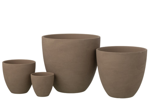 J-Line bloempot Rond - keramiek - taupe - extra large