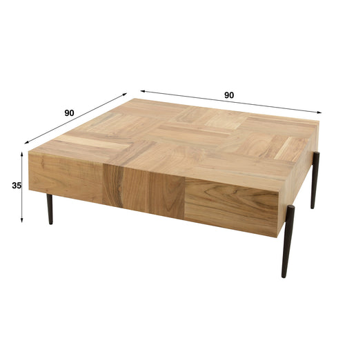 Giga Meubel Salontafel Blocks - Naturel Acaciahout - 90x90x35cm - vtwonen shop