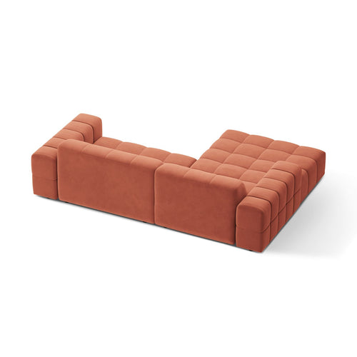 Cosmopolitan Design - Linker hoekbank Chicago 3-zits, flueel koraal - 167x234x78cm