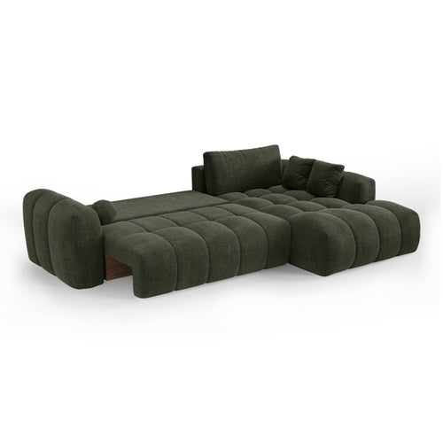 Premium Interiors - Rechthoekige hoekbank met slaapfunctie en opbergruimte SKY - kruisbinding  vintage groen 310cm