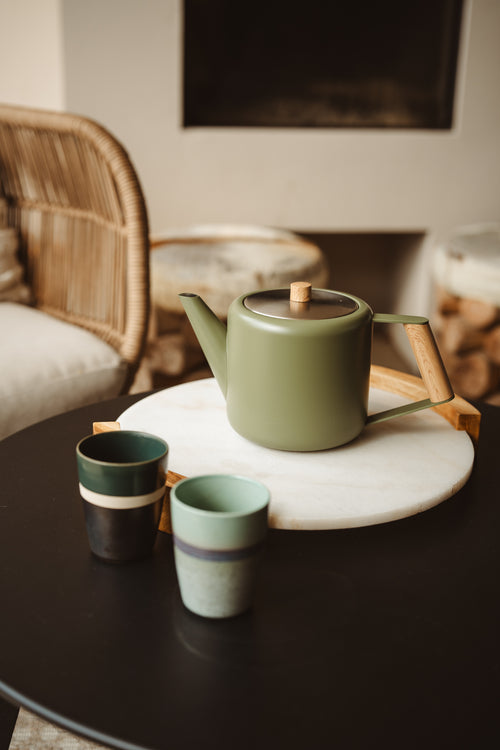 Bredemeijer - Dubbelwandige theepot Duet Design Boston - 1,1 liter - RVS - Legergroen - vtwonen shop