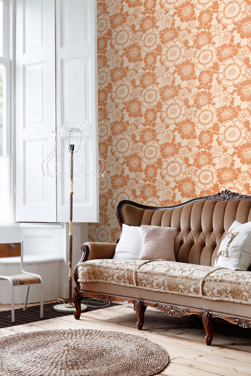 ESTAhome behang retro bloemen oranje - 50 x 900 cm - 131524 - vtwonen shop