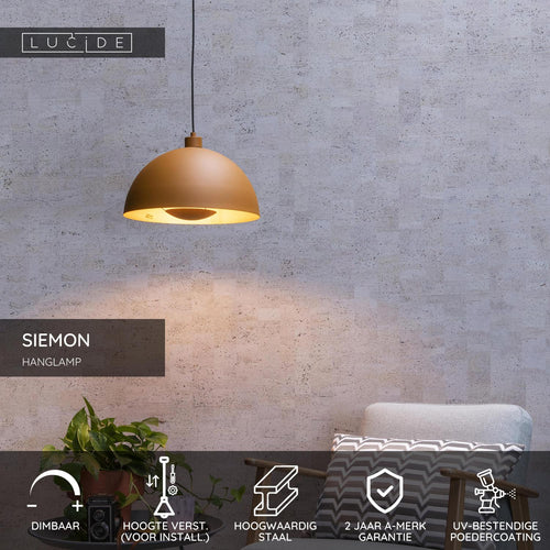 Lucide hanglamp SIEMON - 1xE27 - Okergeel