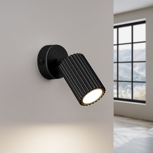 Sollux Lighting Wandlamp KARBON zwart met schakelaar - 8x8x16cm