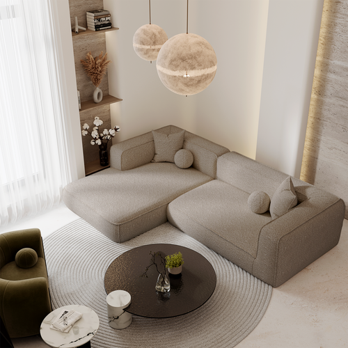 Premium Interiors - Linkerhoekbank SOFIA - bouclette mol 280cm