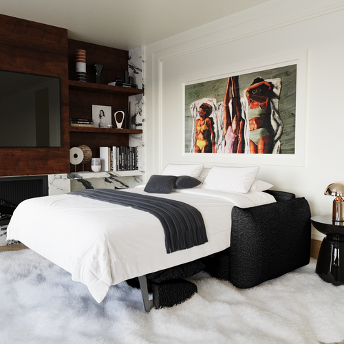 Premium Interiors - Snel uitklapbare slaapbank ICON - bouclette donker antraciet 208cm