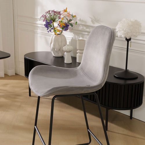 Nolon Nino-Fé Barkrukken Set van 2 - Velvet Grijs - Zwart - 75 cm