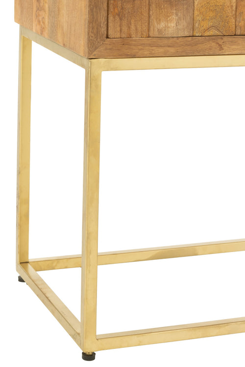 J-Line kast Nino Op Staander - metaal/mangohout - naturel/goud