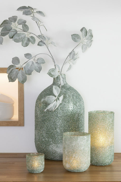 J-Line windlicht Fore - glas  - groen - small - 2 stuks