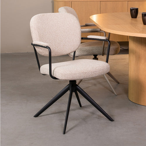LABEL51 Eetkamerstoel Basel - Naturel/Zwart - Draaibaar