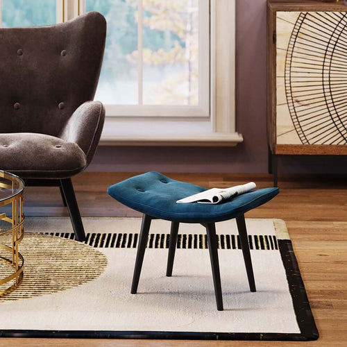 Kare Design Voetsteun Vicky fluweel olieblauw - vtwonen shop