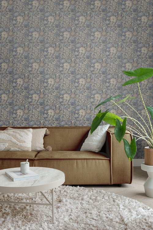 Borastapeter behang vintage bloemen vergrijsd blauw - 53 cm x 10.05 m - 660221 - vtwonen shop