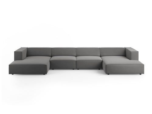 Cosmopolitan Design Panoramische bank Arendal 6-zits, flueel, cement - 166x364x70cm