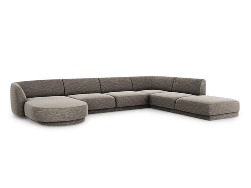 Micadoni Panoramische hoekbank rechts Miley 6-zits, chenille, grijs - 255x330x70cm