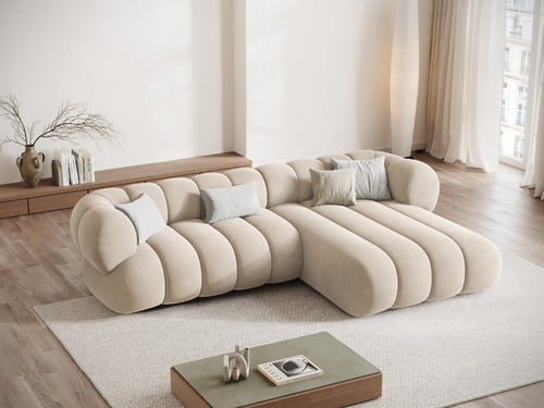 Cosmopolitan Design rechter hoekbank Koge 5-zits, flueel lichtbeige - 165x270x70cm