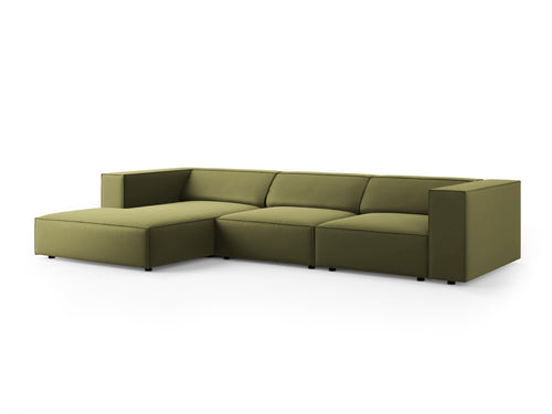 Cosmopolitan Design linker hoekbank Arendal 4-zits, flueel, lichtgroen - 166x284x70cm