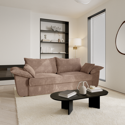 Sia Home - Rechte bank SASHA - XXL ribfluweel - Mol - 232cm - vtwonen shop