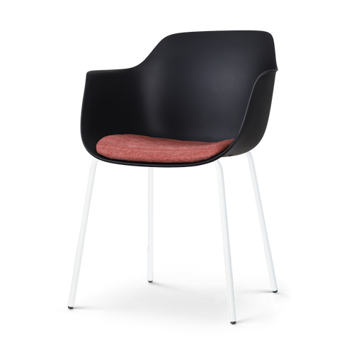 Nolon Nora-Liz Eetkamerstoel Zwart - Terracotta Kussen - Witte Poten - vtwonen shop