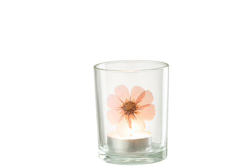 J-Line windlicht Bloem - glas - roze/mix - vtwonen shop