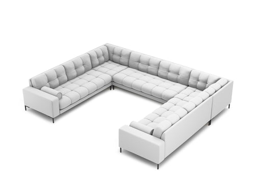 Cosmopolitan Design Panoramische bank Bali 9-zits, structurele stof, lichtgrijs - 256x327x75cm