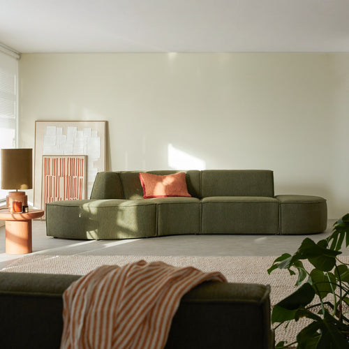 Tikamoon Modulaire bank van groene stof, 4-zits - Groen