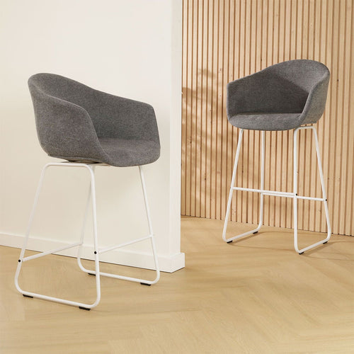 Nolon Nino-Otis Barkruk Donkergrijs - met Armleuning - Wit - 75 cm - vtwonen shop