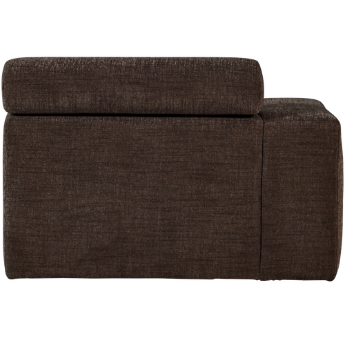 WOOOD chaise longue element arm links Novi - Polyester - Donkerbruin Melange - 86x109x173 - vtwonen shop