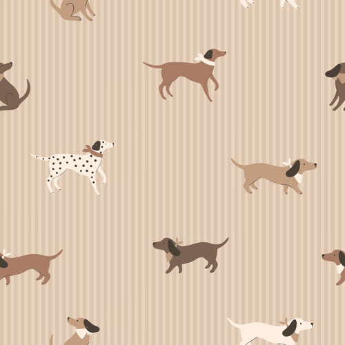 ESTAhome behang honden beige en bruin - 50 x 900 cm - 131901