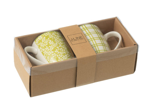 J-Line mok - keramiek - groen - doos van 2