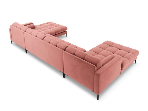 Cosmopolitan Design Panoramische bank Bali 7-zits, flueel, roze - 185x383x75cm