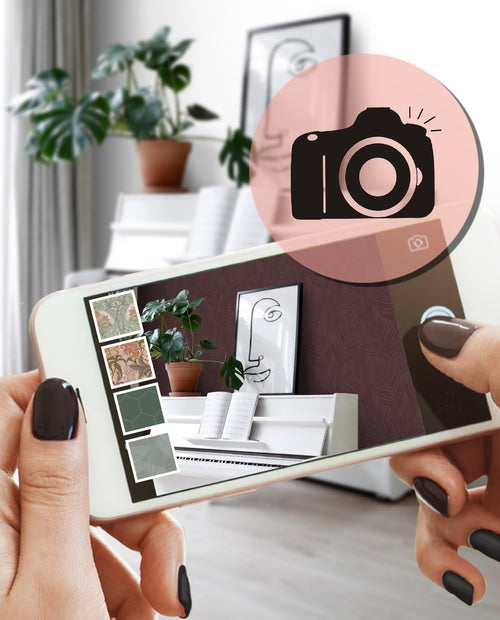 ESTAhome behang palmbladeren aubergine paars - 50 x 900 cm - 131217 - vtwonen shop