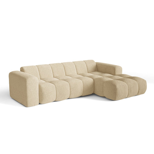 Premium Interiors - Rechthoekige hoekbank BLOOM - bouclette beige 290cm