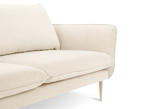 Cosmopolitan Design Bank Vienna 3-zits, flueel, lichtbeige - 92x200x95cm
