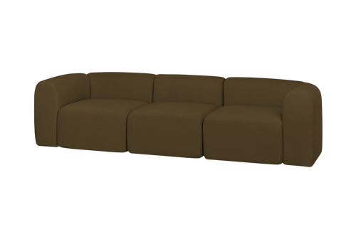 noo.ma Flom 3-zits bank, Gold Olive, zachte upholstery, 262x96,5x68 cm